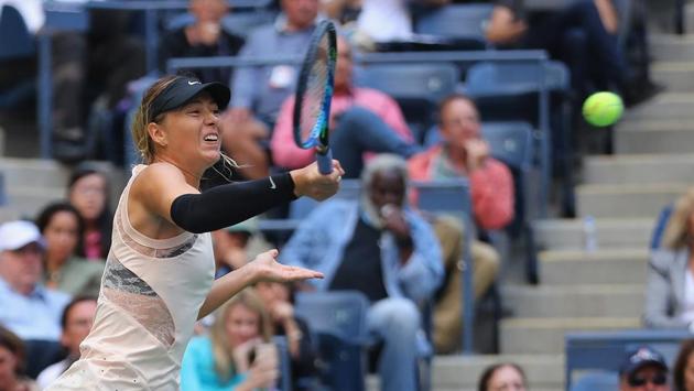 Maria Sharapova got knocked out in the fourth round after losing 5-7, 6-4, 6-2 to 16th seed Anastasija Sevastova. (AFP) Maria Sharapova got knocked out in the fourth round after losing 5-7, 6-4, 6-2 to 16th seed Anastasija Sevastova. (AFP)