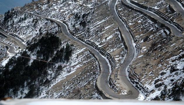 BRO tunnels of Sela Pass in Arunachal Pradesh.(Rajib Jyoti Sarma/HT Photo)