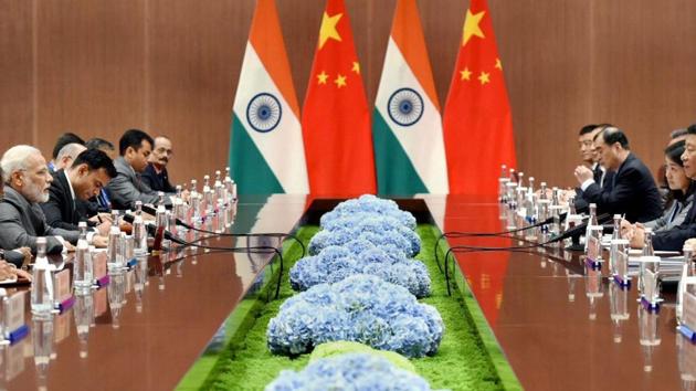 Prime Minister Narendra Modi in a bilateral meeting with the President of the People’s Republic of China, Xi Jinping, on the sidelines of the 9th BRICS Summit in Xiamen, in China on Tuesday. (PTI pHOTO) Prime Minister Narendra Modi in a bilateral meeting with the President of the People’s Republic of China, Xi Jinping, on the sidelines of the 9th BRICS Summit in Xiamen, in China on Tuesday. (PTI pHOTO)