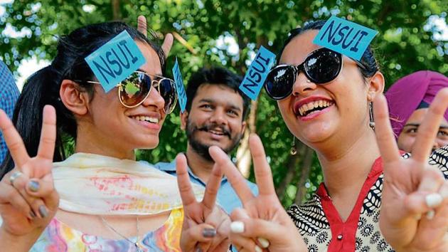 With the student council elections just round the corner, campaigning picked up steam on the Panjab University campus on Monday. (Anil Dayal/HT) With the student council elections just round the corner, campaigning picked up steam on the Panjab University campus on Monday. (Anil Dayal/HT)