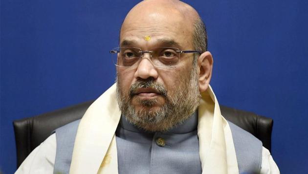 BJP president Amit Shah during the 2nd Conclave of North-East Democratic Alliance (NEDA), in New Delhi on Tuesday.(PTI)