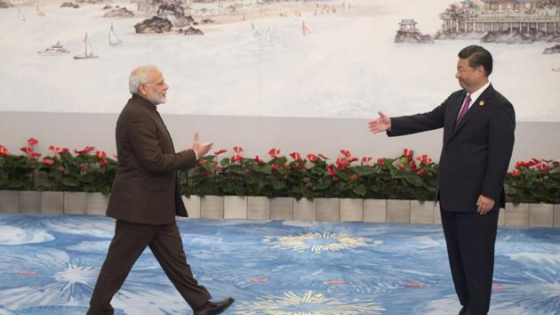 Chinese President Xi Jinping welcomes Prime Minister Narendra Modi for a banquet dinner during the BRICS Summit in Xiamen, Fujian province on September 4. (AFP Photo) Chinese President Xi Jinping welcomes Prime Minister Narendra Modi for a banquet dinner during the BRICS Summit in Xiamen, Fujian province on September 4. (AFP Photo)