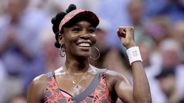 Venus Williams reacts after defeating Petra Kvitova after their Women's Singles Quarterfinal match of US Open. (AFP) Venus Williams reacts after defeating Petra Kvitova after their Women's Singles Quarterfinal match of US Open. (AFP)