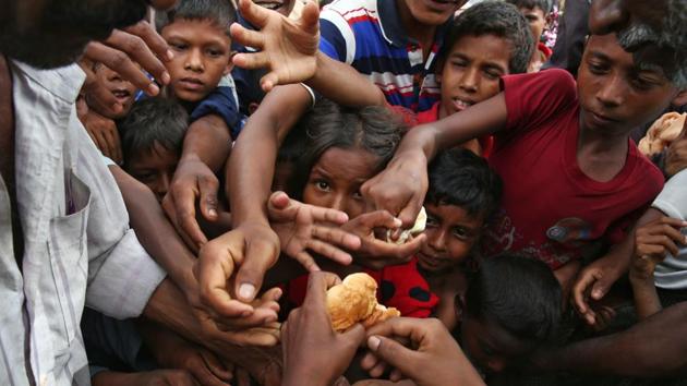 On Tuesday the UNHCR, the UN’s refugee agency, said it was ‘gravely concerned’ about the continuing conflict and reports that civilians had died seeking safety. The UN on Monday also said that its aid agencies had been blocked from supplying life-saving supplies such as food, water and medicine to civilians in Myanmar’s northern Rakhine state. (Mushfiqul Alam / AP) On Tuesday the UNHCR, the UN’s refugee agency, said it was ‘gravely concerned’ about the continuing conflict and reports that civilians had died seeking safety. The UN on Monday also said that its aid agencies had been blocked from supplying life-saving supplies such as food, water and medicine to civilians in Myanmar’s northern Rakhine state. (Mushfiqul Alam / AP)