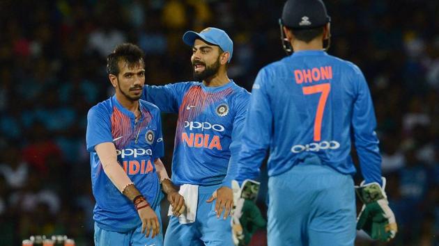 Yuzvendra Chahal (L) joined the party as Sri Lanka were three down in the first 10 overs. (AFP) Yuzvendra Chahal (L) joined the party as Sri Lanka were three down in the first 10 overs. (AFP)