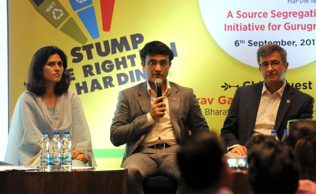 Former India cricket team captain Sourav Ganguly at the event on Wednesday.(Parveen Kumar/HT)