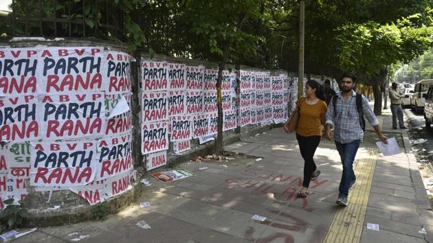 The NGT’s directions came on a plea filed by Delhi University law student Nithin Chandran through advocate Aditya Parolia against indiscriminate wastage of paper during the students’ body elections. (Sushil Kumar/HT PHOTO) The NGT’s directions came on a plea filed by Delhi University law student Nithin Chandran through advocate Aditya Parolia against indiscriminate wastage of paper during the students’ body elections. (Sushil Kumar/HT PHOTO)