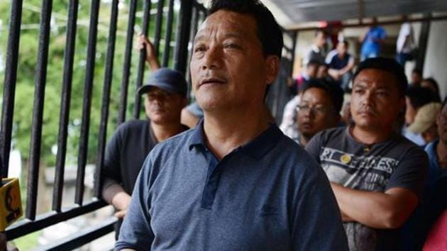 (FILES) This file photo taken on June 14, 2017 shows Bimal Gurung, head of the Gorkha Janmukti Morcha (GJM) party that seeks the creation of a separate state of Gorkhaland, taking part in a news conference in Darjeeling. (AFP) (FILES) This file photo taken on June 14, 2017 shows Bimal Gurung, head of the Gorkha Janmukti Morcha (GJM) party that seeks the creation of a separate state of Gorkhaland, taking part in a news conference in Darjeeling. (AFP)