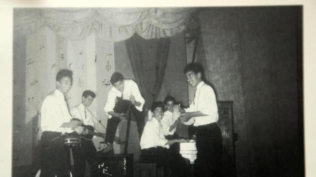 At 12, Farrokh Bulsara formed the school band, ‘The Hectics’ and also came to be known as Freddie. Here seen on the piano during one of ‘The Hectics’ concerts. The whole town used to be packed in the school hall to hear this popular school band. (Kind permission of Mr and Mrs Bulsara)