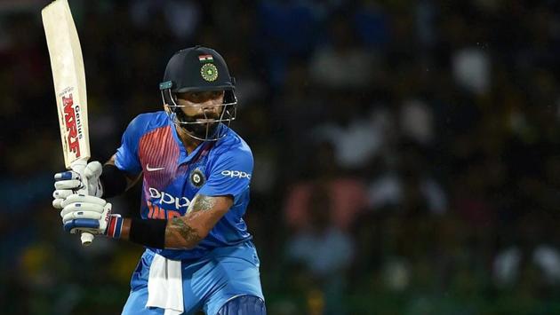 Kohli hit seven fours and a six in his 54-ball knock. (PTI) Kohli hit seven fours and a six in his 54-ball knock. (PTI)