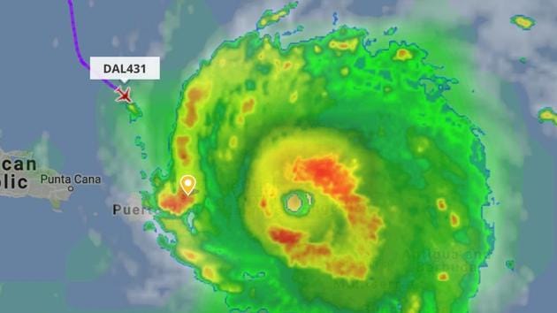 A Delta Airlines attempted to fly from New York to San Juan on Wednesday before Hurricane Irma blacked out the area; and it succeeded.(Twitter/FlightRadar24)