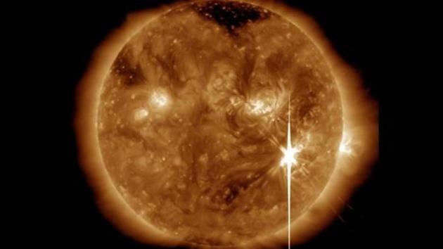 These radiation flares, which can disrupt communications satellites, GPS and power grids by reaching the upper Earth atmosphere, were detected and captured by the US Space Agency’s Solar Dynamics Observatory.(SWPC)