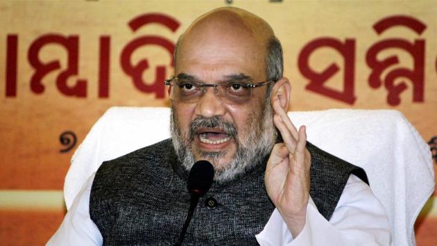 BJP National President Amit Shah during a press conference in Bhubaneswar on Thursday.(PTI Photo)