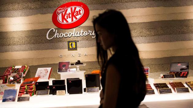 The company also plays on the superstitious nature of the Japanese public. ’KitKat has become a sort of good-luck charm to which the Japanese have become emotionally attached,’ said Lacroix. The name reminds people of the Japanese phrase ‘kitto katsu’, meaning ‘sure to win’. It has therefore become common to hand them to friends before an exam or an important event. (Behrouz Mehri / AFP) The company also plays on the superstitious nature of the Japanese public. ’KitKat has become a sort of good-luck charm to which the Japanese have become emotionally attached,’ said Lacroix. The name reminds people of the Japanese phrase ‘kitto katsu’, meaning ‘sure to win’. It has therefore become common to hand them to friends before an exam or an important event. (Behrouz Mehri / AFP)