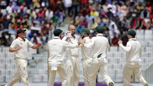 Lyon picked up a 10-wicket haul as Bangladesh crumbled. (AP) Lyon picked up a 10-wicket haul as Bangladesh crumbled. (AP)