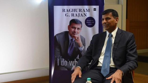 Former RBI governor Raghuram Rajan speaks to Hindustan Times on his new book – I do what I do- on Thursday.(HT Photo)