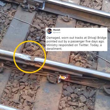 The photograph showing the damaged portion of the railway track tweeted by the user(Twitter/Screengrab)