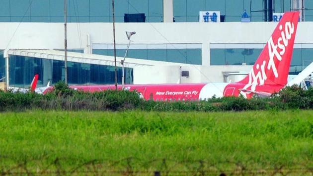 AirAsia flight grounded after bird hit on its engine at Birsa Munda Airport in Ranchi on July 15.(HT File Photo)