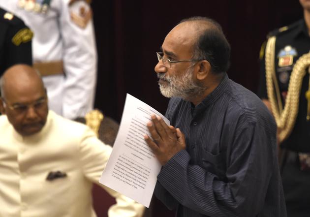 KJ Alphons being sworn-in as a Union Minister of State by President Ram Nath Kovind at Rashtrapati Bhavan in New Delhi, on September 3, 2017. (Arvind Yadav/HT File Photo) KJ Alphons being sworn-in as a Union Minister of State by President Ram Nath Kovind at Rashtrapati Bhavan in New Delhi, on September 3, 2017. (Arvind Yadav/HT File Photo)