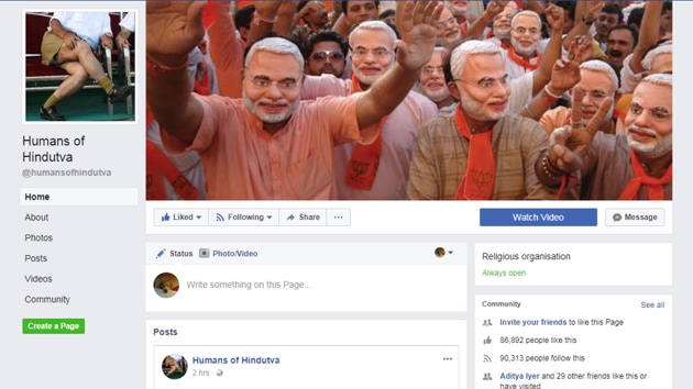 The profile picture of ‘Humans of Hindutva’ features a man wearing Khaki shorts and a white shirt, similar to the uniform once worn by RSS members.(Facebook)