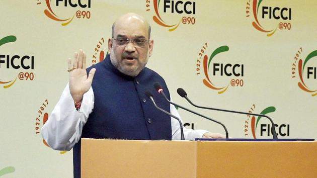 BJP president Amit Shah addresses at an interactive session with FICCI in New Delhi on Saturday. (PTI Photo) BJP president Amit Shah addresses at an interactive session with FICCI in New Delhi on Saturday. (PTI Photo)