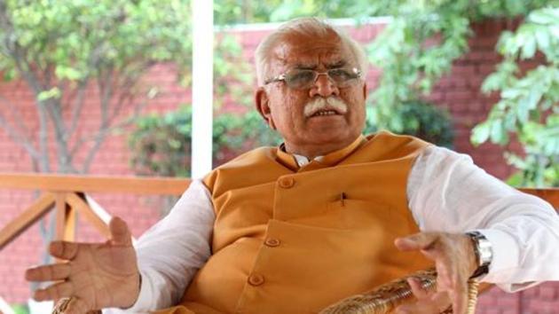 Haryana Chief minister Manohar Lal Khattar during an Interview at his residence in Chandigarh on Tuesday, June 27, 2017.(HT File Photo)