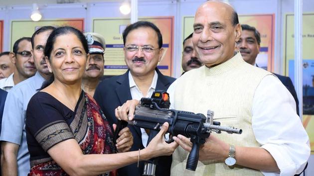 On the first day of Nirmala Sitharaman, the first full-time woman defence minister with Union Home Minister Rajnath Singh at the DRDO Bhawan in New Delhi. (Arun Sharma / HT PHOTO) On the first day of Nirmala Sitharaman, the first full-time woman defence minister with Union Home Minister Rajnath Singh at the DRDO Bhawan in New Delhi. (Arun Sharma / HT PHOTO)
