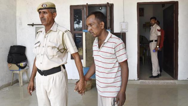 Gurgaon Police arrested a 42-year-old bus conductor, identified as Ashok Kumar, for the murder of the eight-year-old inside the toilet of Ryan International School. (Sanjeev Verma/H) Gurgaon Police arrested a 42-year-old bus conductor, identified as Ashok Kumar, for the murder of the eight-year-old inside the toilet of Ryan International School. (Sanjeev Verma/H)
