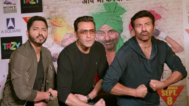 Sunny Deol, Bobby Deol and Shreyas Talpade during a press conference to promote Poster Boys. (IANS) Sunny Deol, Bobby Deol and Shreyas Talpade during a press conference to promote Poster Boys. (IANS)