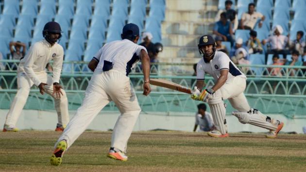 Karun Nair in action during the Duleep Trophy in Lucknow on Sunday. (HT Photo) Karun Nair in action during the Duleep Trophy in Lucknow on Sunday. (HT Photo)