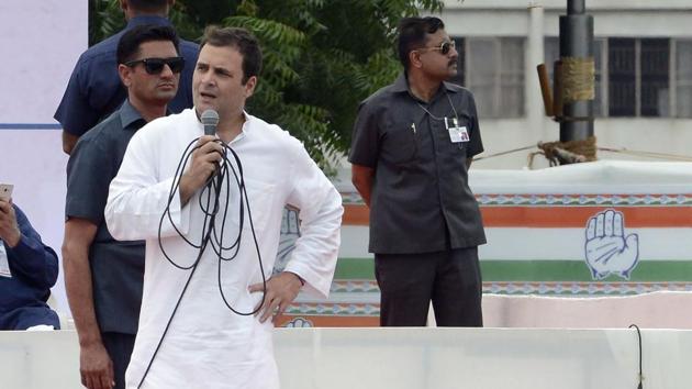 Vice President of India's Congress Party Rahul Gandhi addresses a crowd at a party event in Ahmedabad on September 4, 2017.(AFP File Photo)