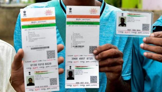Rohingya Muslim people showing their Aadhaar Cards at Kelambakkam in Chennai.(PTI File Photo) Rohingya Muslim people showing their Aadhaar Cards at Kelambakkam in Chennai.(PTI File Photo)