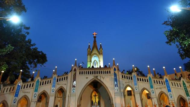 The celebrations centred around Mount Mary Basilica, also referred to as the Festival of Mary,  traditionally began from the first Sunday after September 8, which is celebrated as the birthday of Mother Mary. (Satyabrata Tripathy/Hindustan Times) 