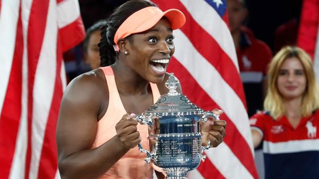 Sloane Stephens celebrates with the US Open trophy after defeating Madison Keys in women’s singles final. (REUTERS) Sloane Stephens celebrates with the US Open trophy after defeating Madison Keys in women’s singles final. (REUTERS)