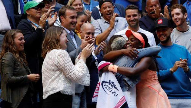Sloane Stephens embraces her mother Sybil Smith in her player's box after defeating Madison Keys. (REUTERS) Sloane Stephens embraces her mother Sybil Smith in her player's box after defeating Madison Keys. (REUTERS)