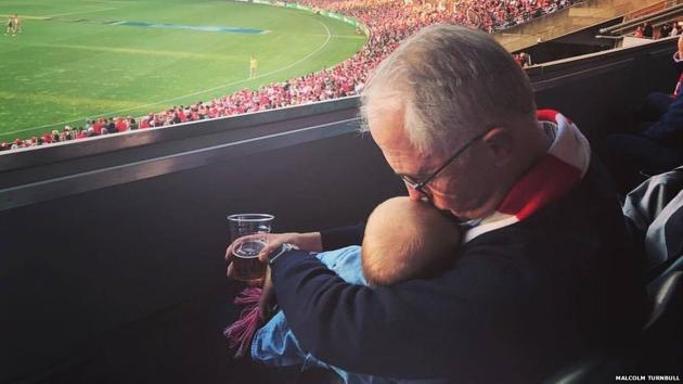Australian PM Malcolm Turnbull posted a picture of him having a beer while holding his granddaughter. (Facebook) Australian PM Malcolm Turnbull posted a picture of him having a beer while holding his granddaughter. (Facebook)