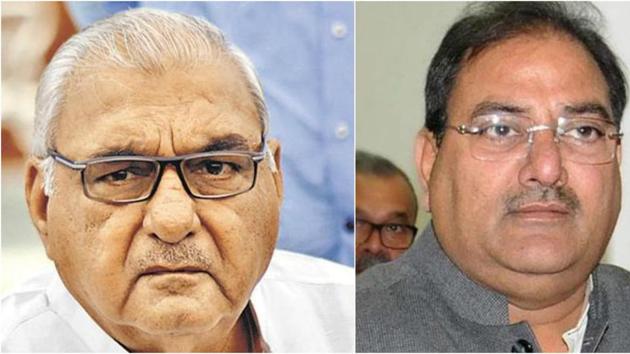 Former Haryana chief minister Bhupinder Singh Hooda (L); and Abhay Singh Chautala, the leader of Opposition in Haryana assembly. (HT Photos) Former Haryana chief minister Bhupinder Singh Hooda (L); and Abhay Singh Chautala, the leader of Opposition in Haryana assembly. (HT Photos)