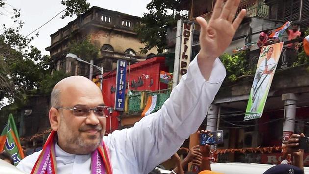 Bharatiya Janata Party chief Amit Shah after a function at Vivekananda's Ancestral House during his visit to Kolkata on Monday. (PTI) Bharatiya Janata Party chief Amit Shah after a function at Vivekananda's Ancestral House during his visit to Kolkata on Monday. (PTI)