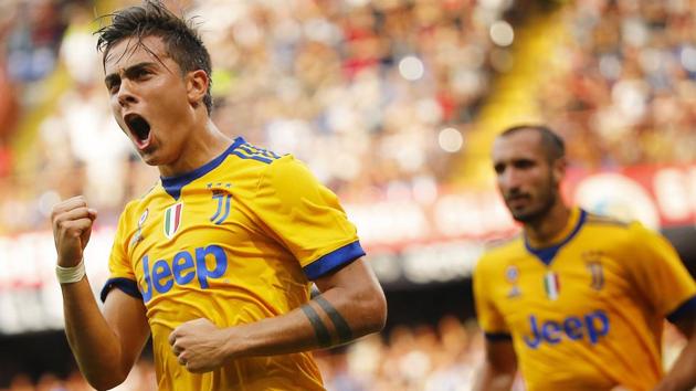 Juventus' Argentinian forward Paulo Dybala celebrates after scoring during the Italian Serie A match. (AFP) Juventus' Argentinian forward Paulo Dybala celebrates after scoring during the Italian Serie A match. (AFP)