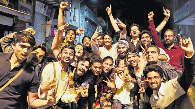 New Art, Commerce and Science Collage, Ahmednagar won the trophy for their play ‘Mike’.(Ravindra Joshi/HT PHOTO)