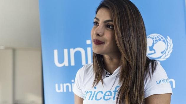 Priyanka Chopra, a UNICEF Goodwill Ambassador, gives an interview to The Associated Press at the UNICEF Country Office in Amman, Jordan.(AP)