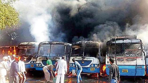Over 30 people were killed and property worth crores was damaged during the Jat agitation in February last year. (HT File) Over 30 people were killed and property worth crores was damaged during the Jat agitation in February last year. (HT File)