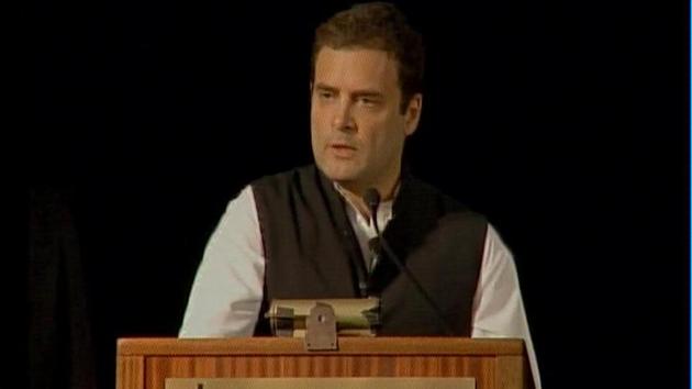 Rahul Gandhi addresses students at University of California, Berkeley.(ANI Photo) Rahul Gandhi addresses students at University of California, Berkeley.(ANI Photo)
