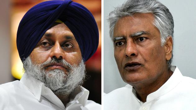 Sukhbir Badal and Sunil Jakhar. (HT Correspondent) Sukhbir Badal and Sunil Jakhar. (HT Correspondent)