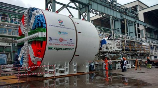 The Tunnel Boring Machine at Mumbai Port. (HT) The Tunnel Boring Machine at Mumbai Port. (HT)
