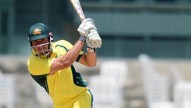 Australian cricketer Marcus Stoinis plays a shot during the Australia XI vs India's Board President XI warm-up cricket match in Chennai on Tuesday.(AFP)