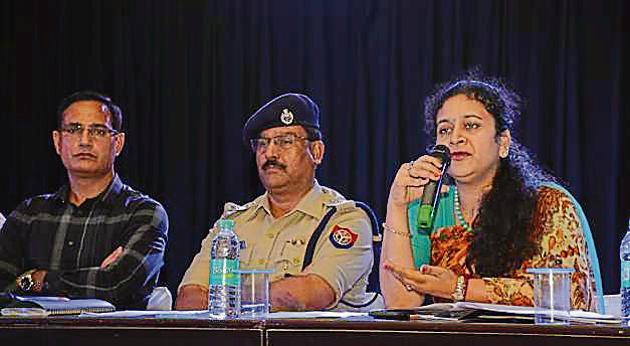 DM Ritu Maheshwari chaired a meeting attended by nearly 700 delegates from schools across Ghaziabad. (Sakib Ali/HT Photo) DM Ritu Maheshwari chaired a meeting attended by nearly 700 delegates from schools across Ghaziabad. (Sakib Ali/HT Photo)