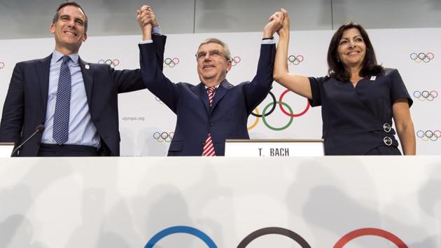 Paris has won the rights to host the 2024 Olympic Games while Los Angeles will host the 2028 Olympics in a situation described as ‘win-win-win’ by the International Olympic Committee.(AP) Paris has won the rights to host the 2024 Olympic Games while Los Angeles will host the 2028 Olympics in a situation described as ‘win-win-win’ by the International Olympic Committee.(AP)