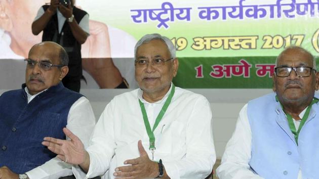 Bihar chief minister and JD(U) national president Nitish Kumar at a party’s national executive meeting in Patna on August 19. (AP Dube/HT Photo) Bihar chief minister and JD(U) national president Nitish Kumar at a party’s national executive meeting in Patna on August 19. (AP Dube/HT Photo)
