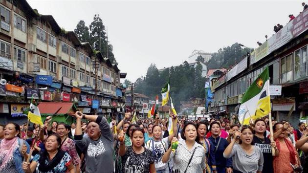 Protesters in Darjeeling demand a separate state of Gorkhaland. (PTI) Protesters in Darjeeling demand a separate state of Gorkhaland. (PTI)